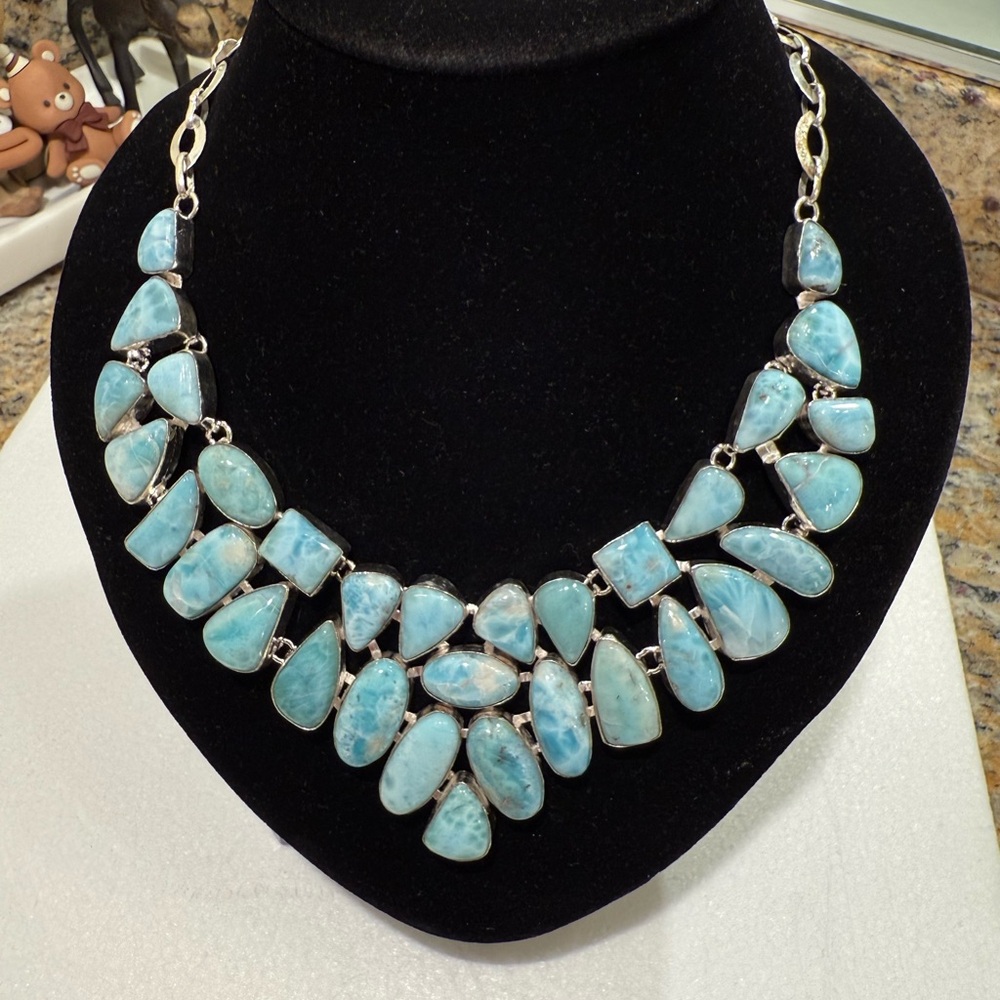 Sterling Silver Caribbean Larimar Necklace